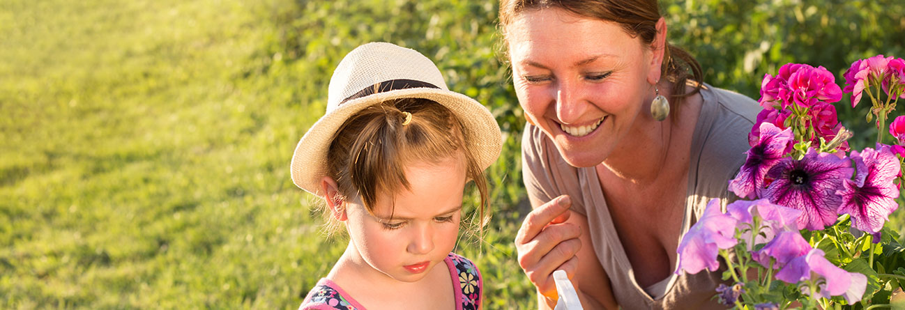 mother and daughter enjoying garden Anderson's